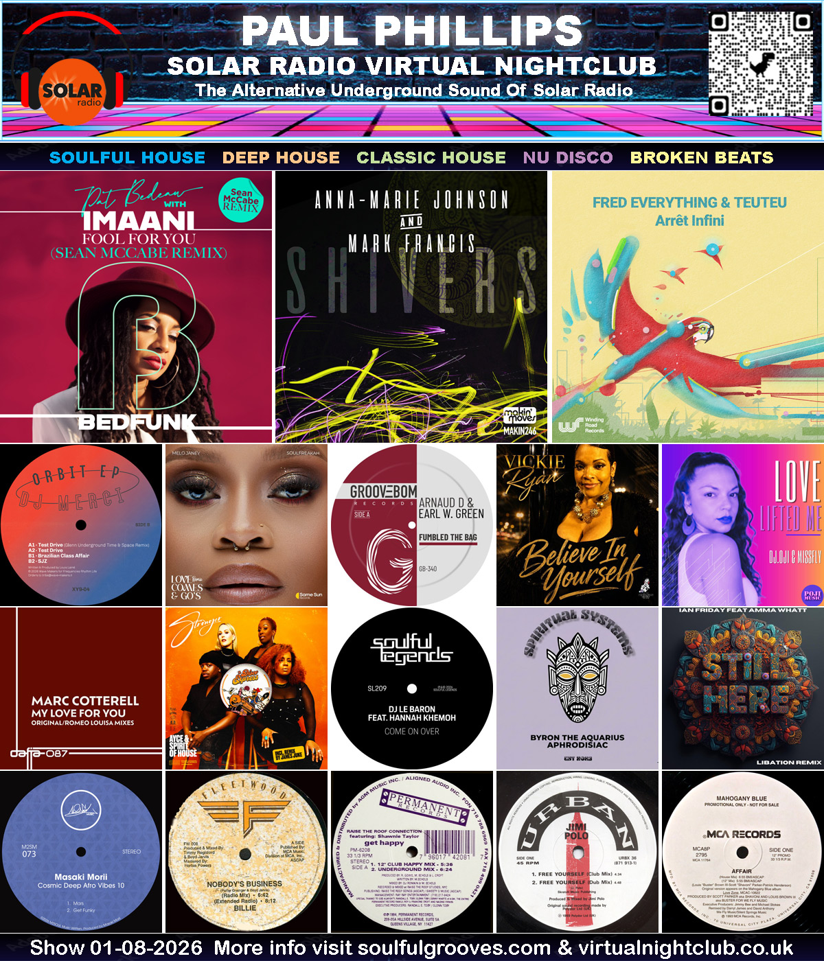 Paul Phillips Solar Radio Virtual Nightclub House Music Show Playlist playing soulful house, deep house, classic house
