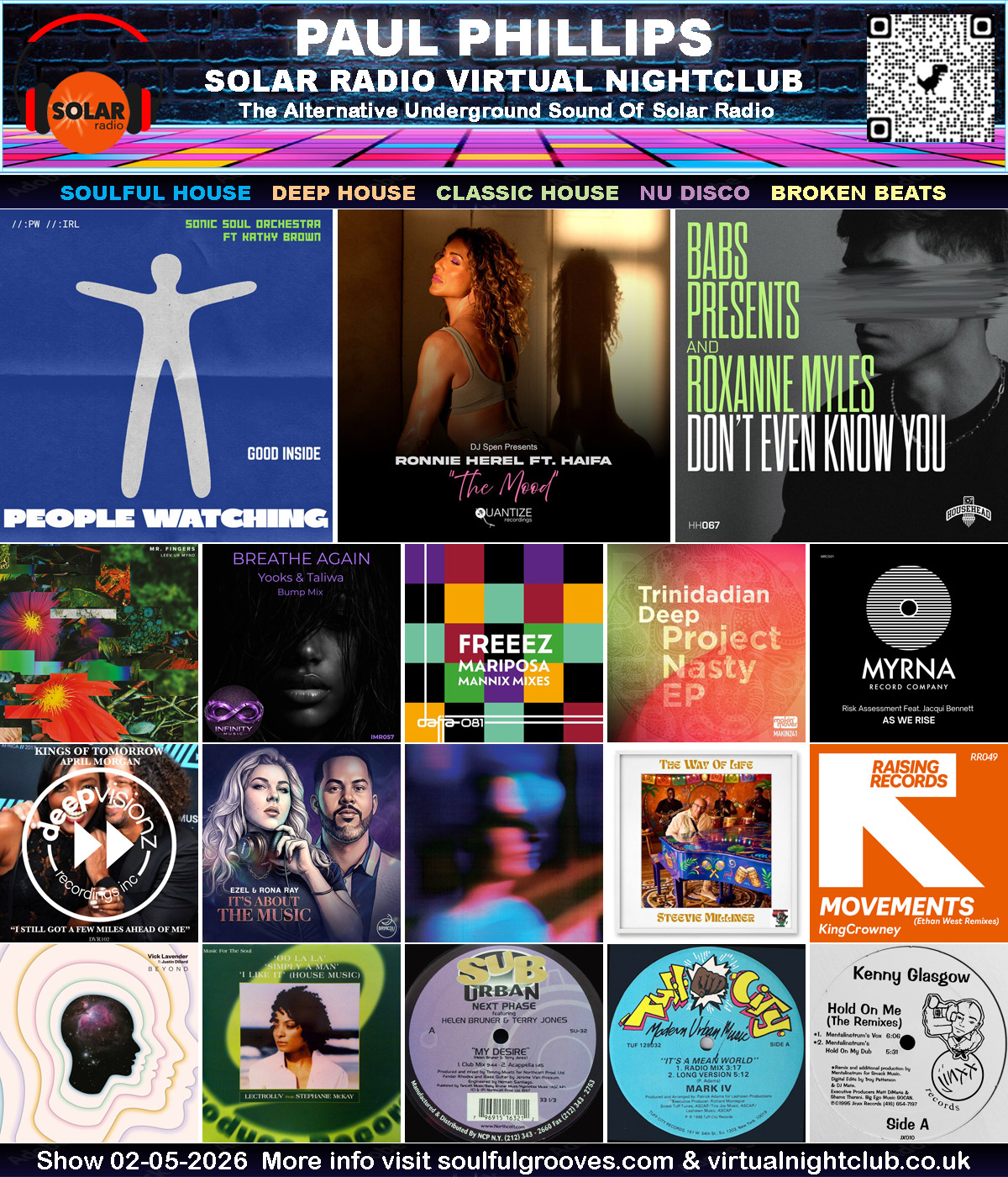 Paul Phillips Solar Radio Virtual Nightclub House Music Show Playlist playing soulful house, deep house, classic house