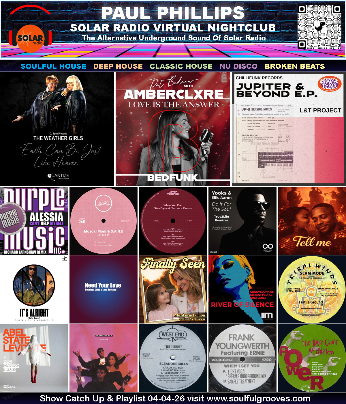 Paul Phillips Solar Radio Virtual Nightclub House Music Show Playlist playing soulful house, deep house, classic house