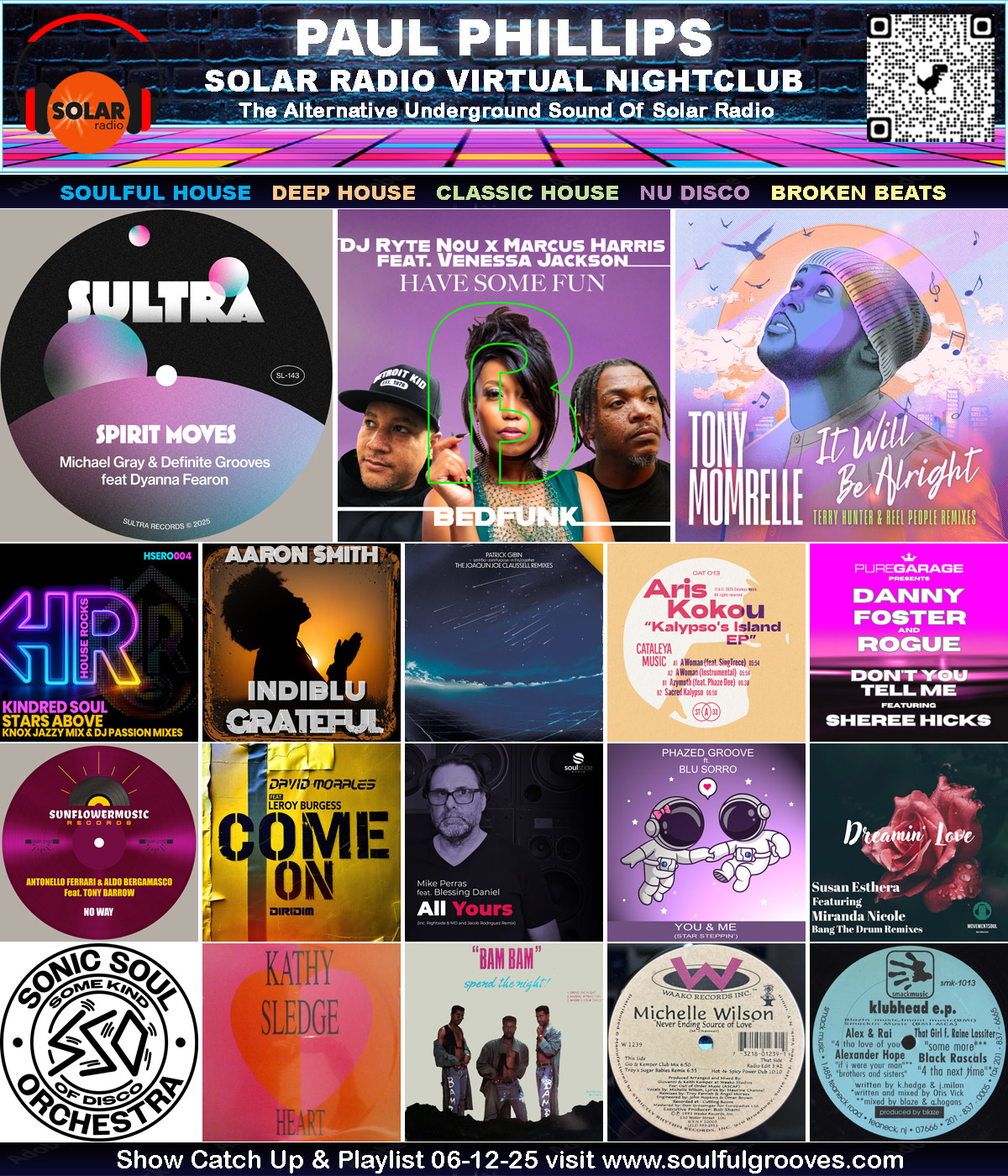 Paul Phillips Solar Radio Virtual Nightclub House Music Show Playlist playing soulful house, deep house, classic house