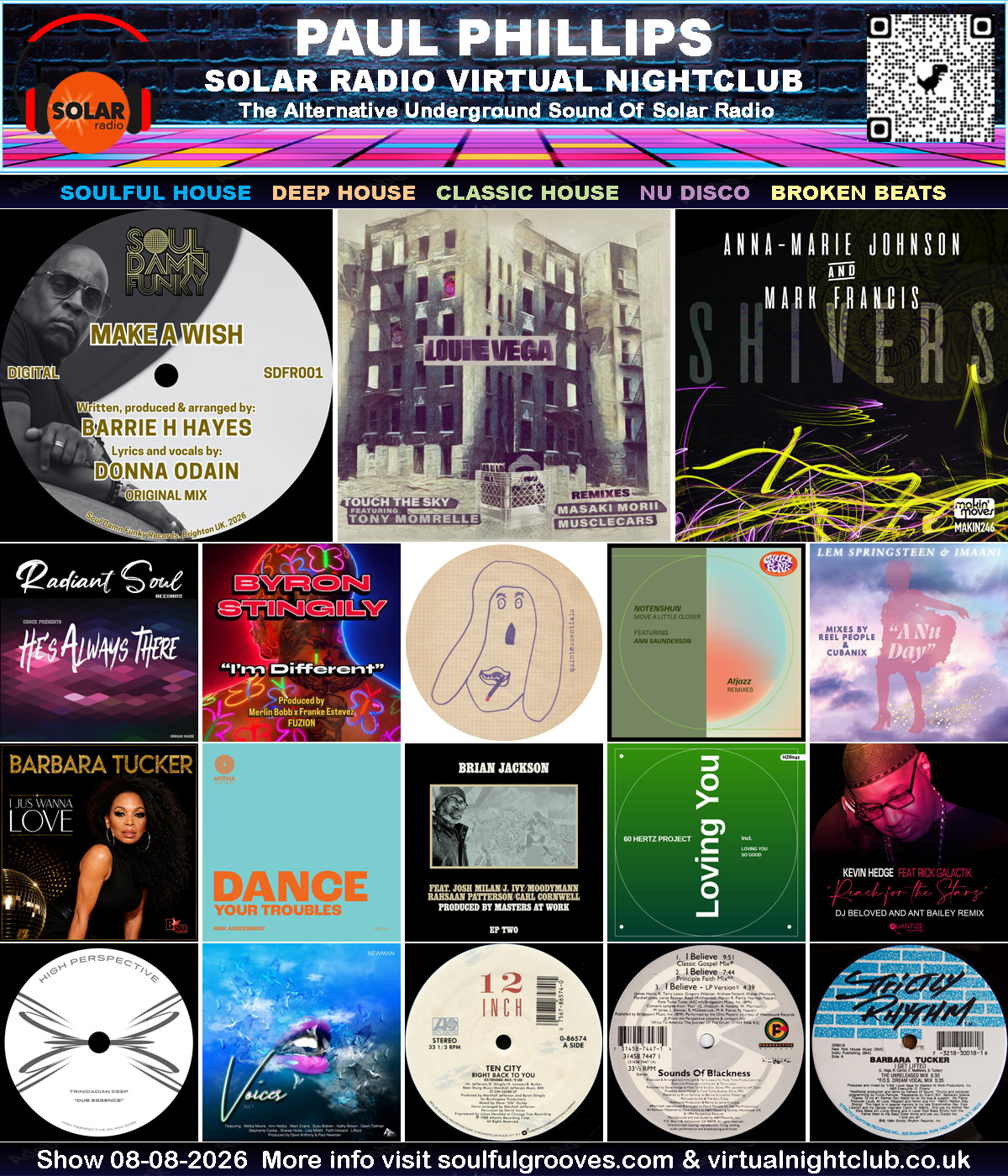 Paul Phillips Solar Radio Virtual Nightclub House Music Show Playlist playing soulful house, deep house, classic house