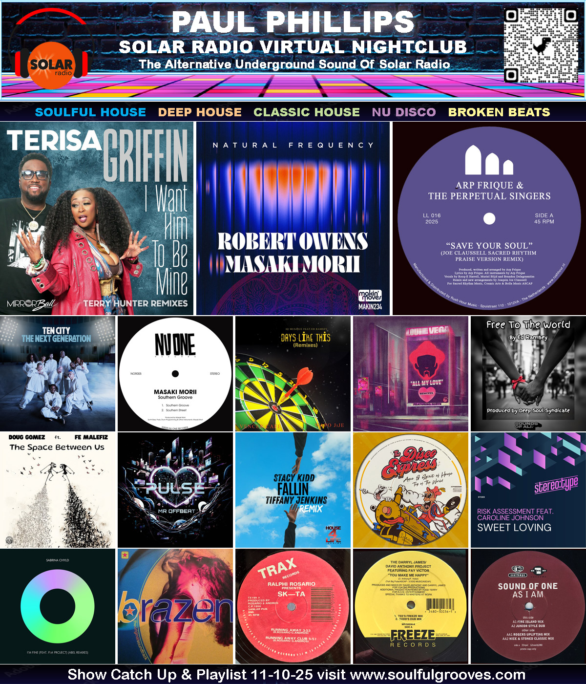 Paul Phillips Solar Radio Virtual Nightclub House Music Show Playlist playing soulful house, deep house, classic house