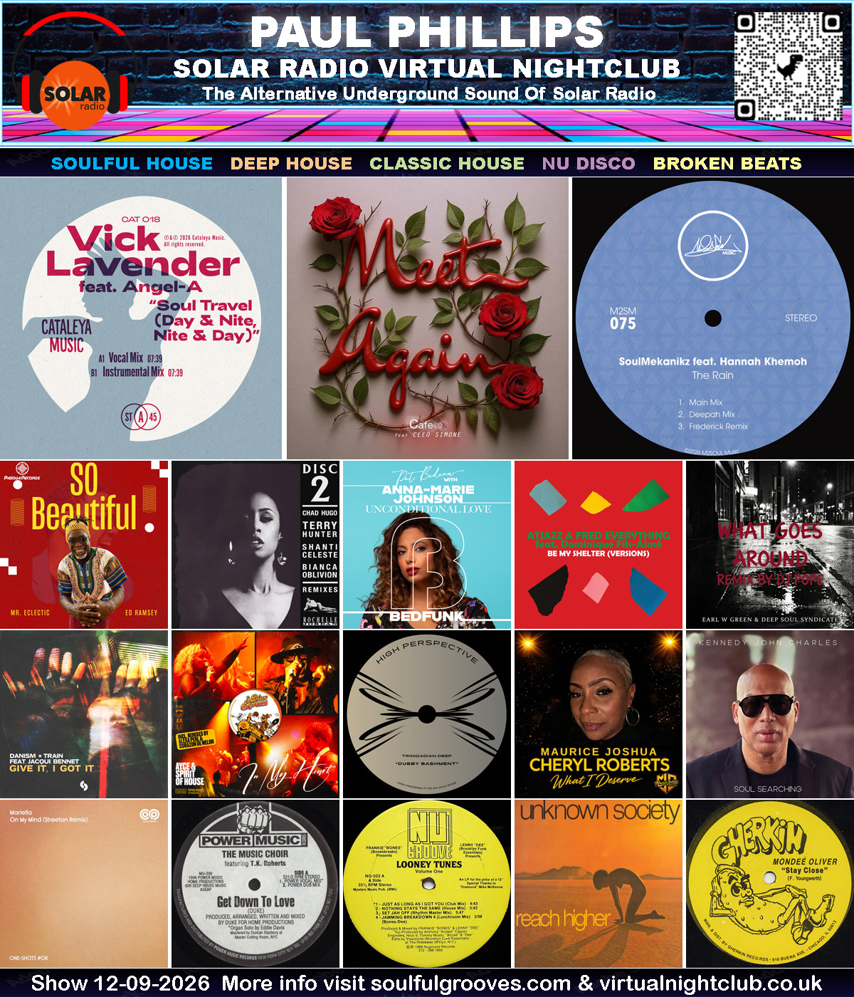 Paul Phillips Solar Radio Virtual Nightclub House Music Show Playlist playing soulful house, deep house, classic house