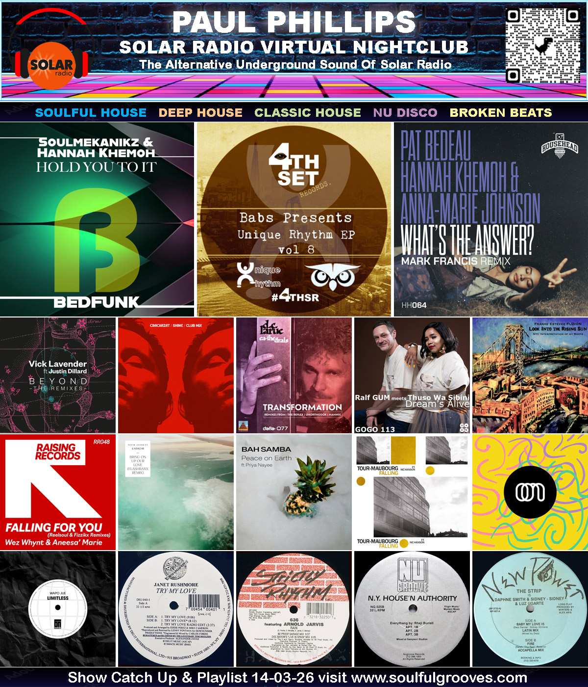Paul Phillips Solar Radio Virtual Nightclub House Music Show Playlist playing soulful house, deep house, classic house
