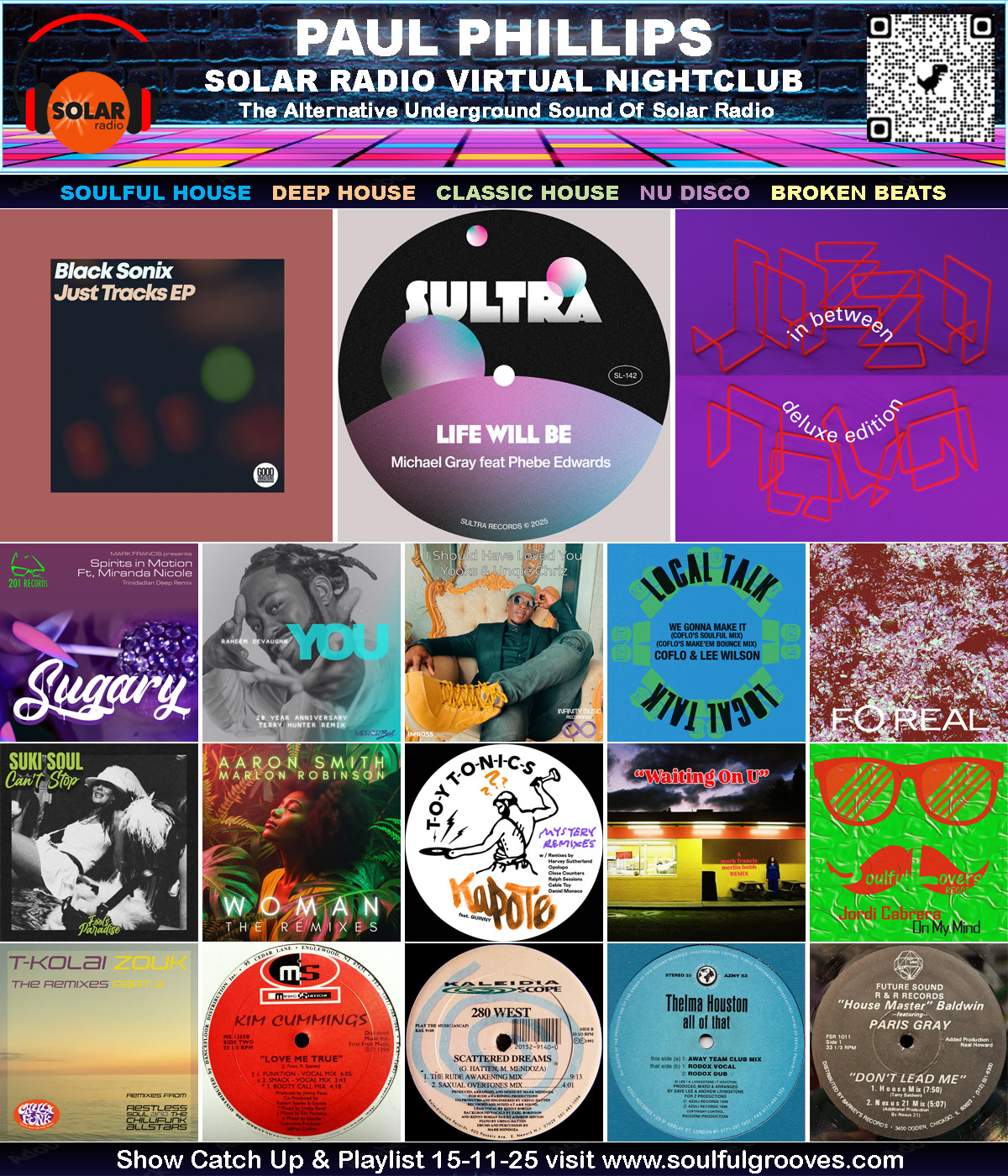 Paul Phillips Solar Radio Virtual Nightclub House Music Show Playlist playing soulful house, deep house, classic house