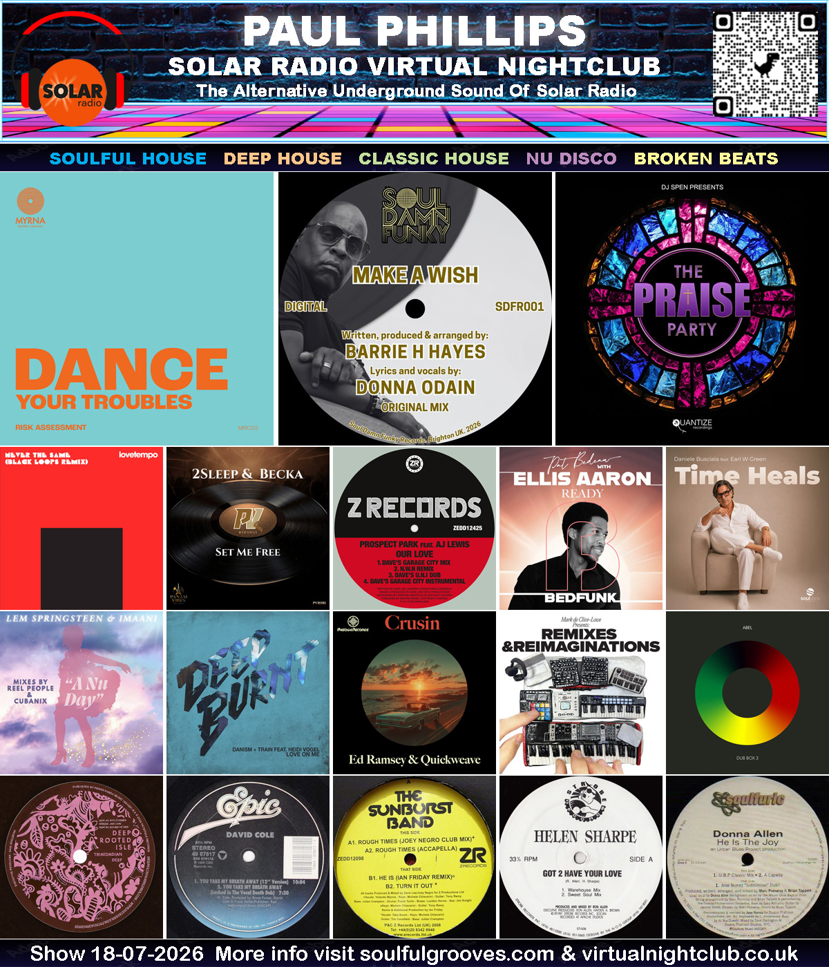 Paul Phillips Solar Radio Virtual Nightclub House Music Show Playlist playing soulful house, deep house, classic house