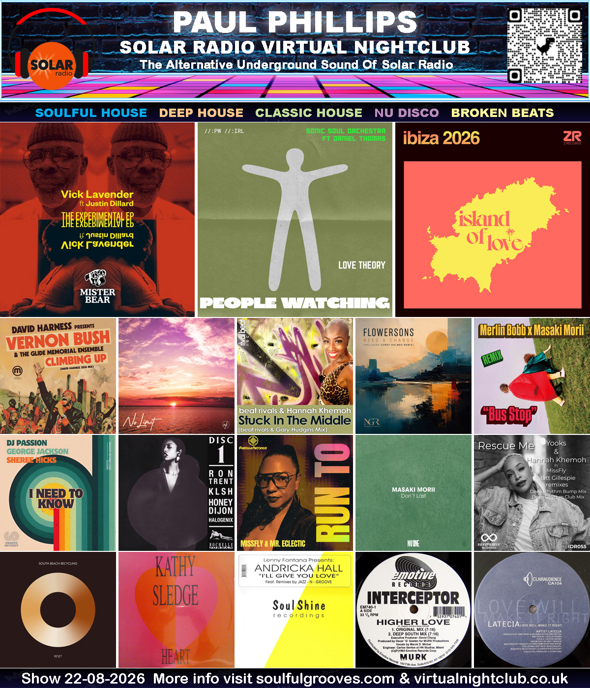 Paul Phillips Solar Radio Virtual Nightclub House Music Show Playlist playing soulful house, deep house, classic house