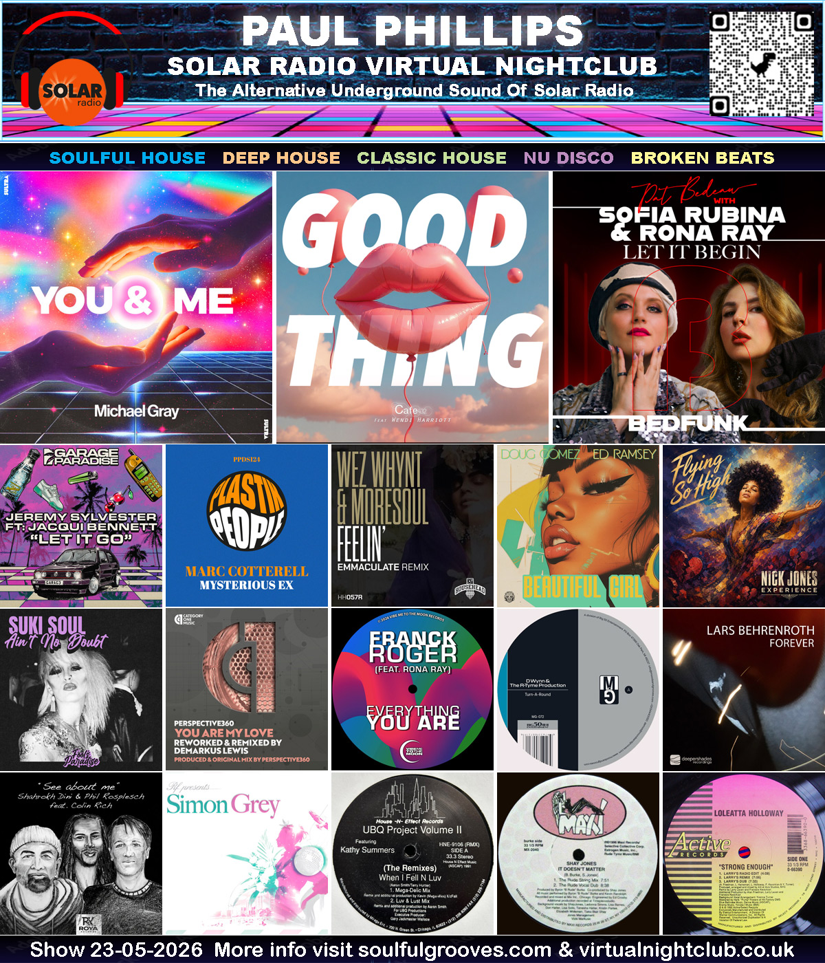 Paul Phillips Solar Radio Virtual Nightclub House Music Show Playlist playing soulful house, deep house, classic house