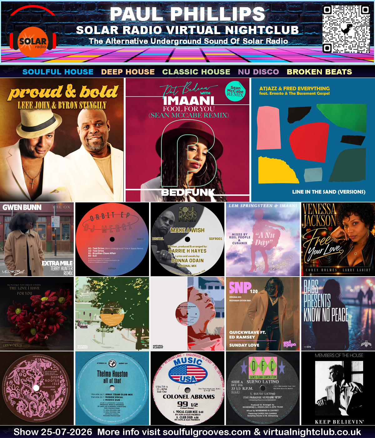 Paul Phillips Solar Radio Virtual Nightclub House Music Show Playlist playing soulful house, deep house, classic house