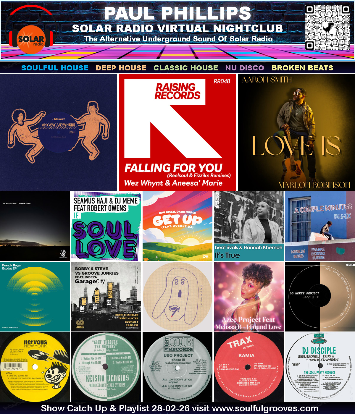 Paul Phillips Solar Radio Virtual Nightclub House Music Show Playlist playing soulful house, deep house, classic house