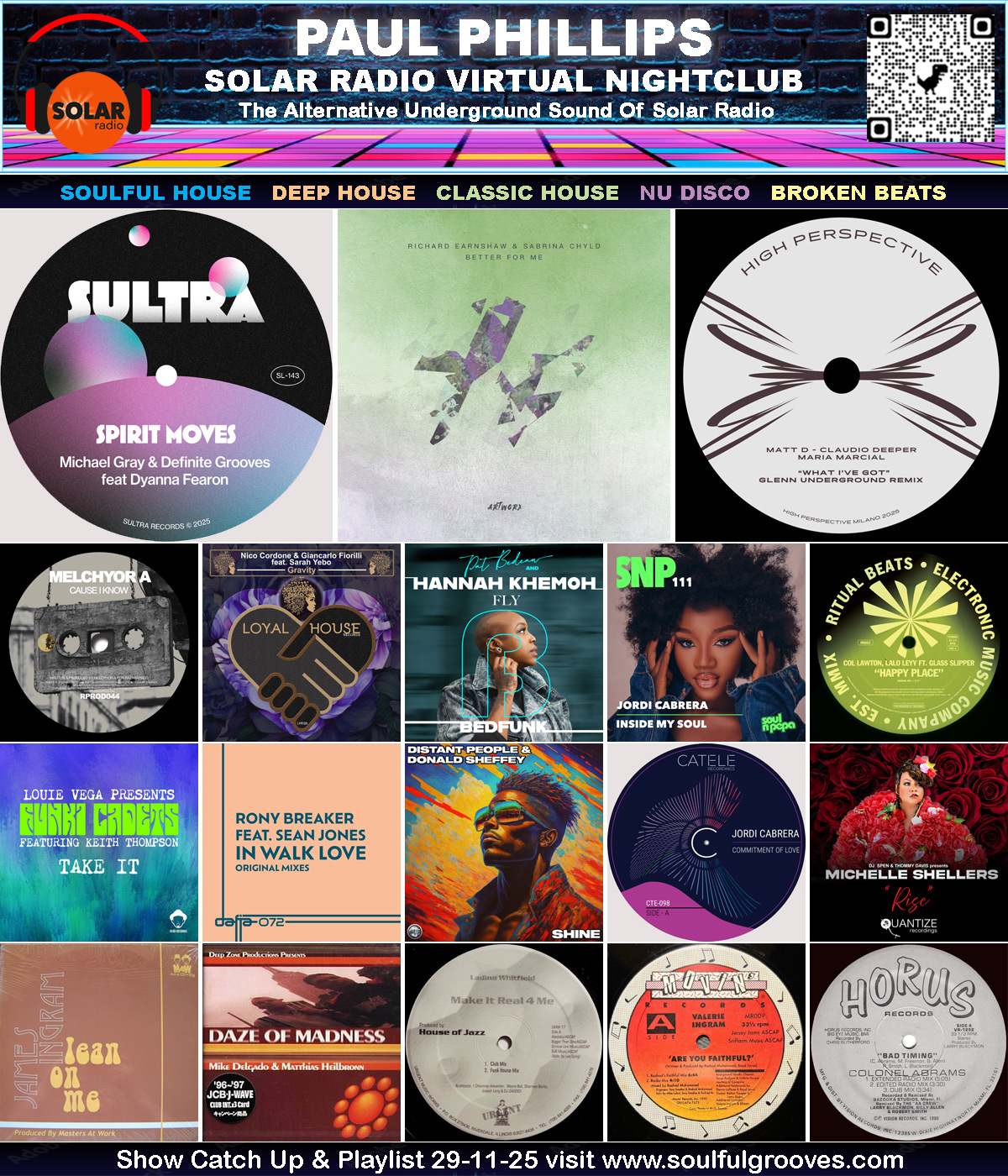Paul Phillips Solar Radio Virtual Nightclub House Music Show Playlist playing soulful house, deep house, classic house