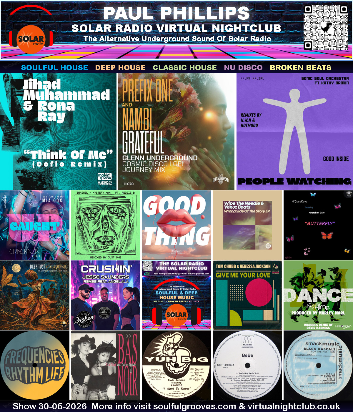 Paul Phillips Solar Radio Virtual Nightclub House Music Show Playlist playing soulful house, deep house, classic house