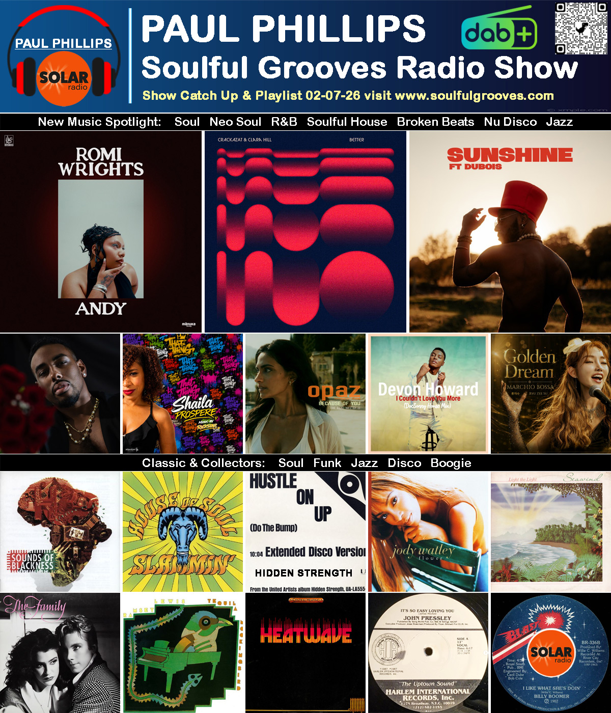 Paul Phillips Soulful Grooves Solar Radio Soul Music Show Playlist playing soul, funk, jazz, disco, boogie, neo soul
