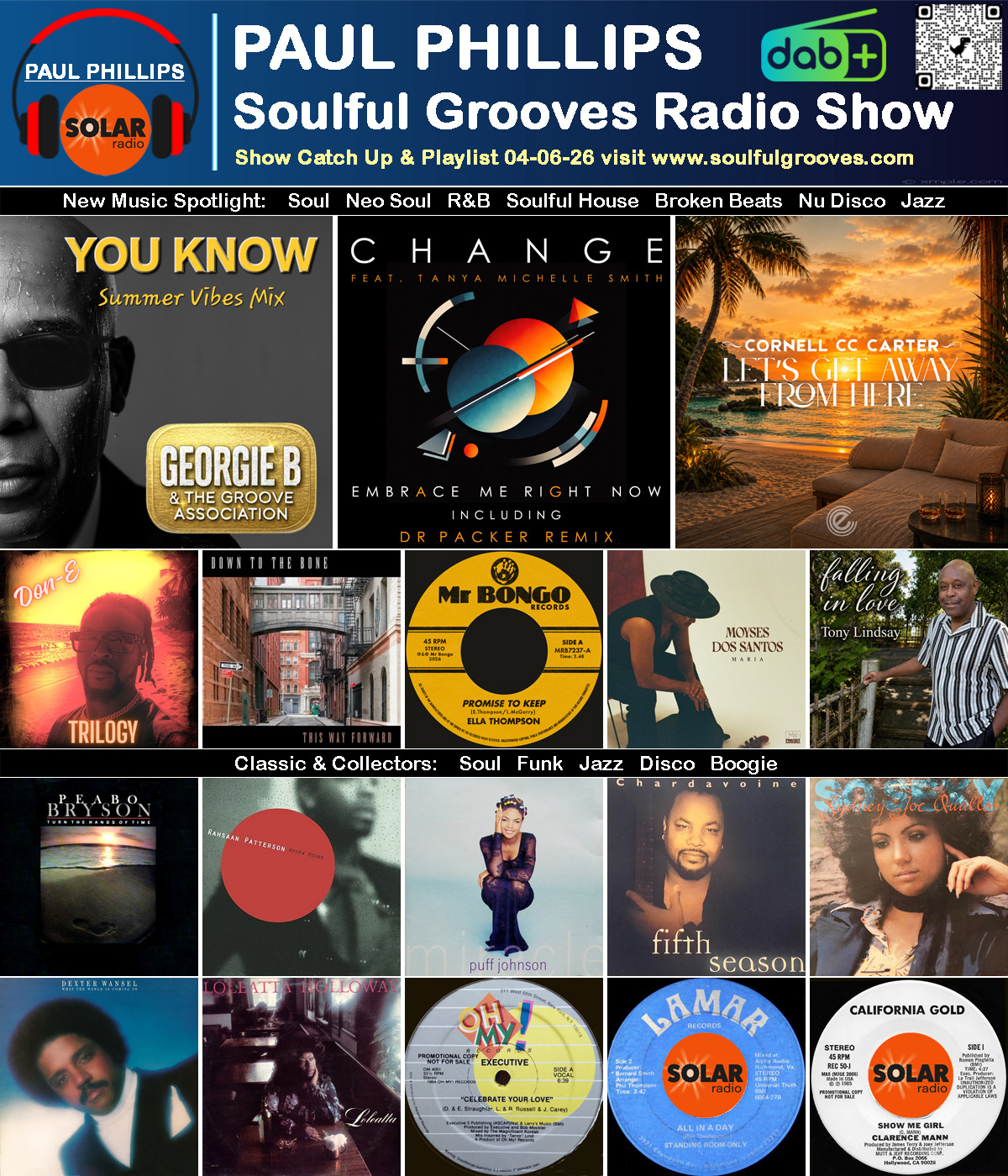 Paul Phillips Soulful Grooves Solar Radio Soul Music Show Playlist playing soul, funk, jazz, disco, boogie, neo soul