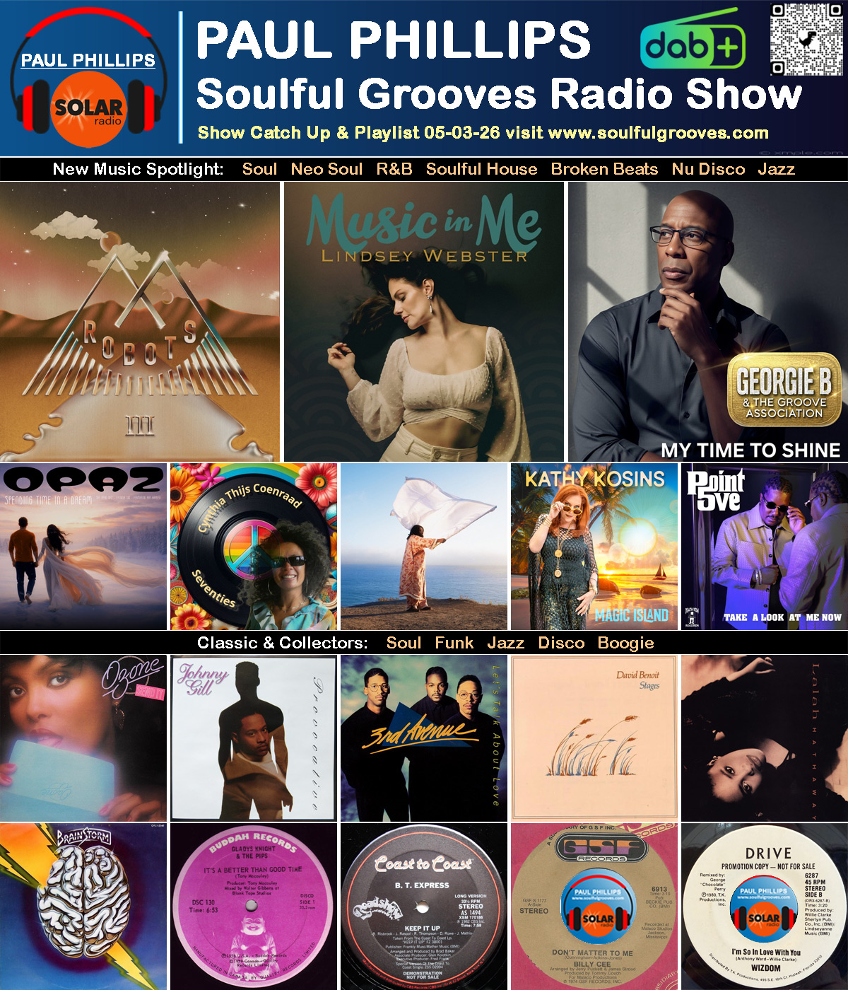 Paul Phillips Soulful Grooves Solar Radio Soul Music Show Playlist playing soul, funk, jazz, disco, boogie, neo soul