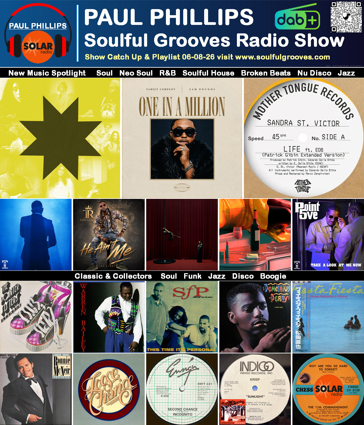 Paul Phillips Soulful Grooves Solar Radio Soul Music Show Playlist playing soul, funk, jazz, disco, boogie, neo soul