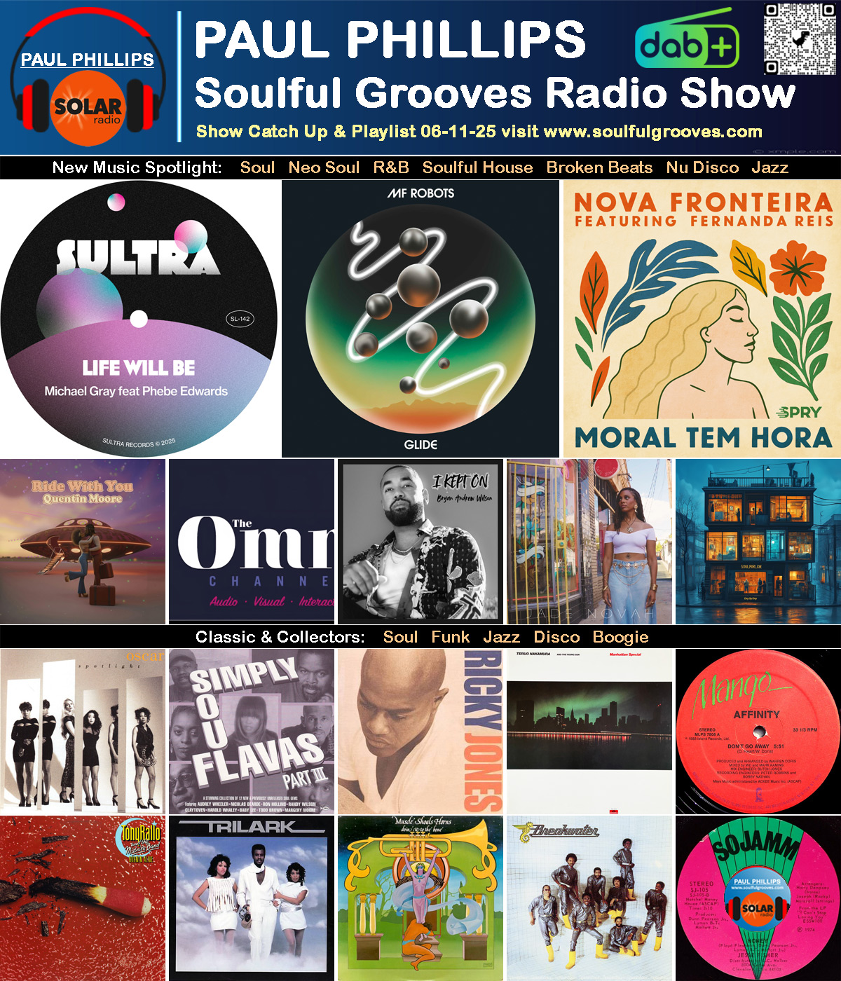 Paul Phillips Soulful Grooves Solar Radio Soul Music Show Playlist playing soul, funk, jazz, disco, boogie, neo soul