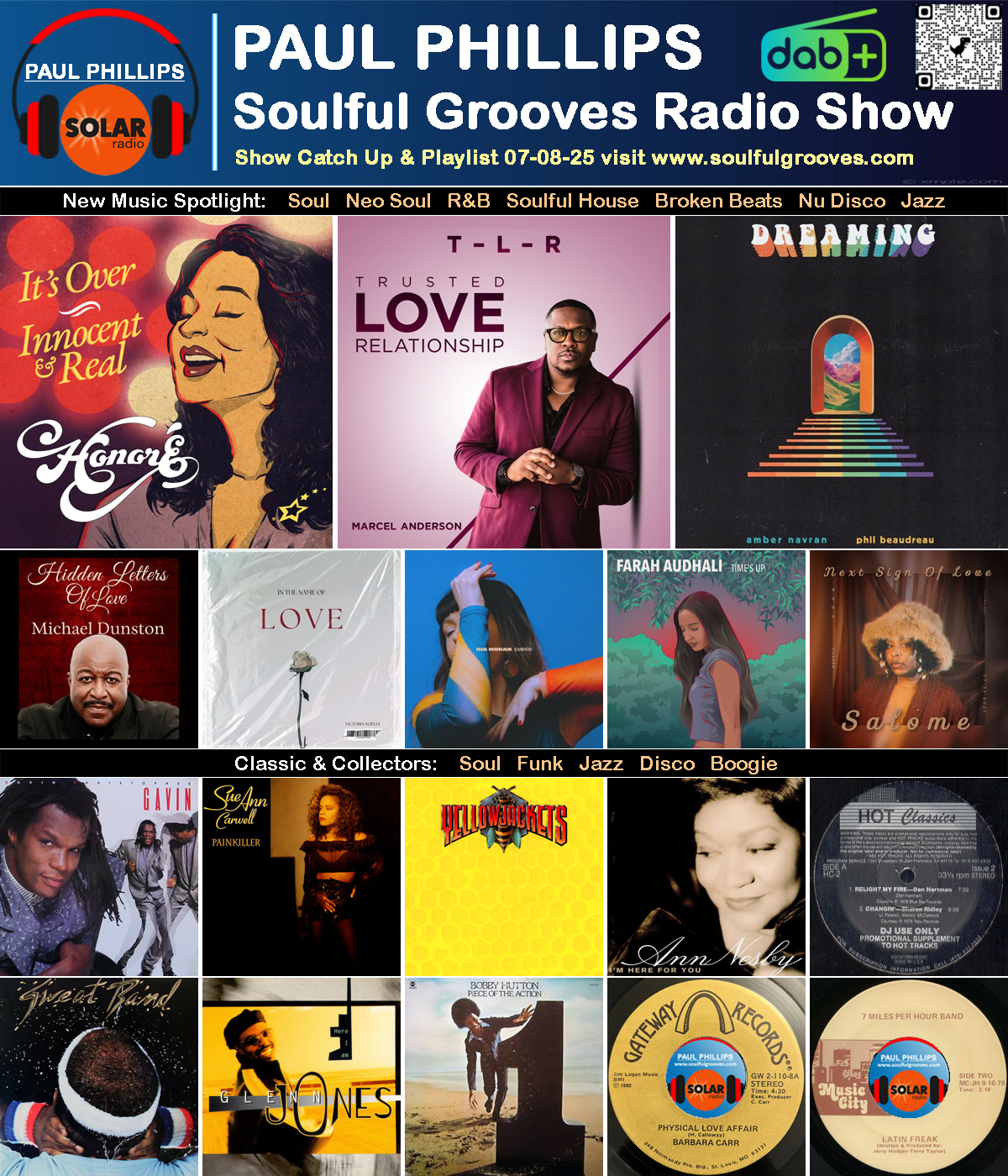 Paul Phillips Soulful Grooves Solar Radio Soul Music Show Playlist playing soul, funk, jazz, disco, boogie, neo soul