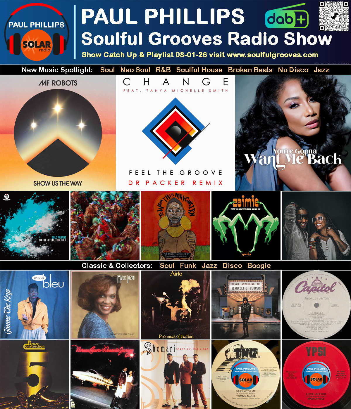 Paul Phillips Soulful Grooves Solar Radio Soul Music Show Playlist playing soul, funk, jazz, disco, boogie, neo soul