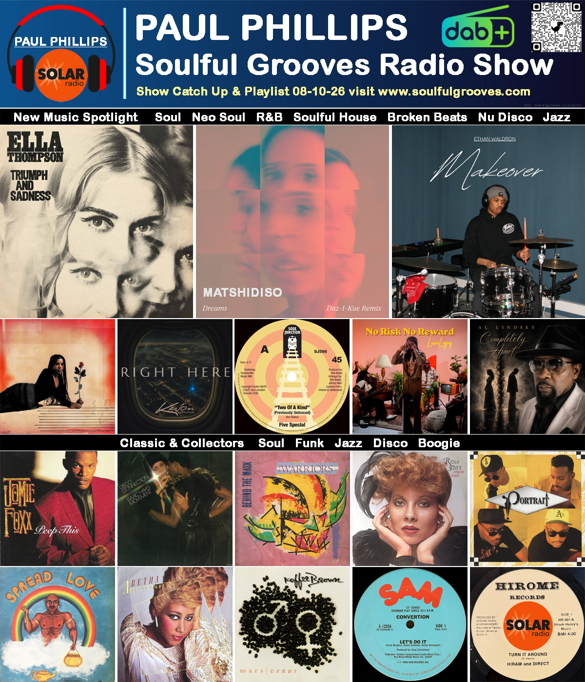 Paul Phillips Soulful Grooves Solar Radio Soul Music Show Playlist playing soul, funk, jazz, disco, boogie, neo soul