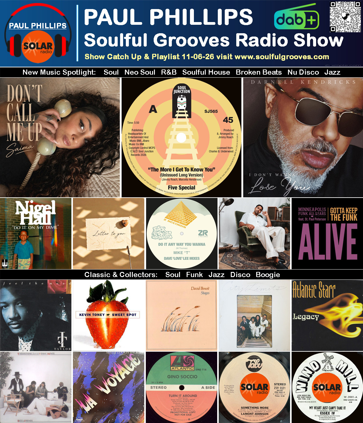 Paul Phillips Soulful Grooves Solar Radio Soul Music Show Playlist playing soul, funk, jazz, disco, boogie, neo soul