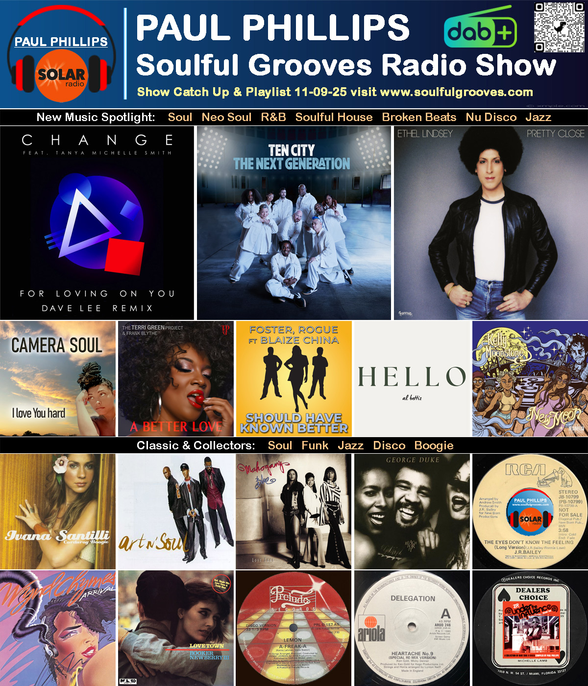 Paul Phillips Soulful Grooves Solar Radio Soul Music Show Playlist playing soul, funk, jazz, disco, boogie, neo soul
