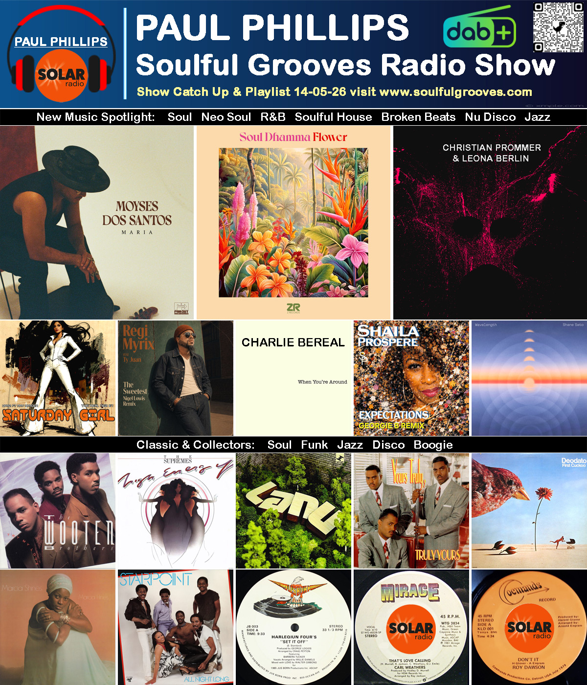 Paul Phillips Soulful Grooves Solar Radio Soul Music Show Playlist playing soul, funk, jazz, disco, boogie, neo soul