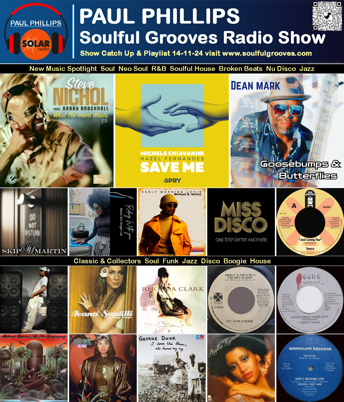 Paul Phillips Soulful Grooves Solar Radio Soul Music Show Playlist playing soul, funk, jazz, disco, boogie, neo soul