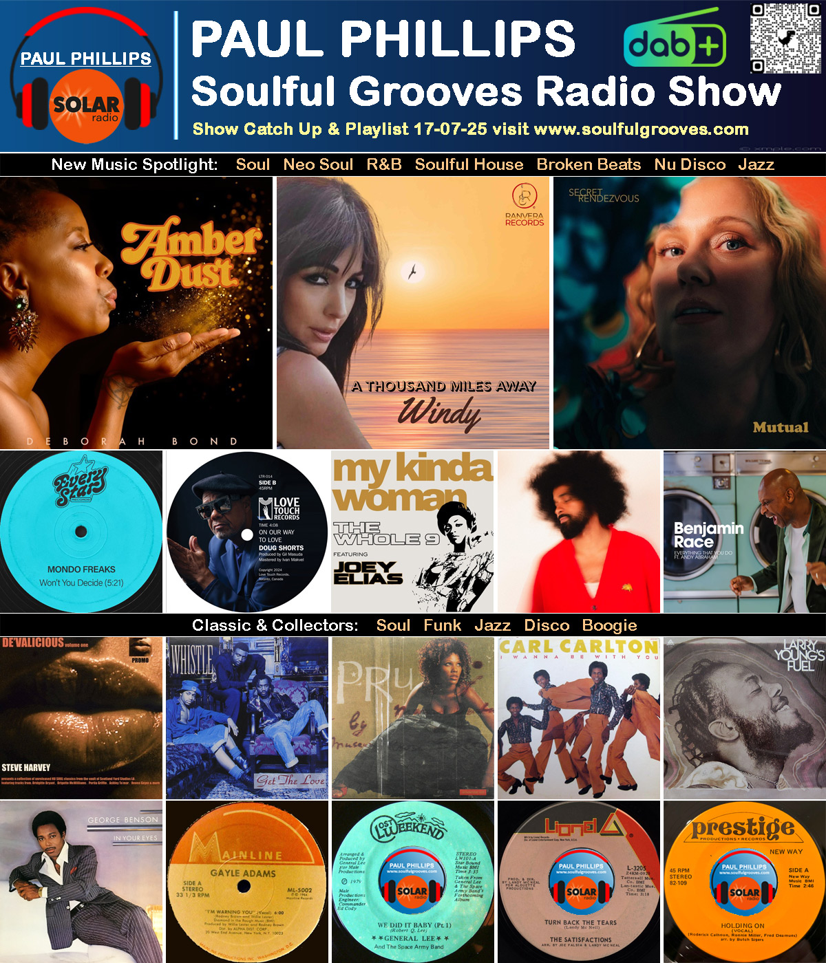 Paul Phillips Soulful Grooves Solar Radio Soul Music Show Playlist playing soul, funk, jazz, disco, boogie, neo soul