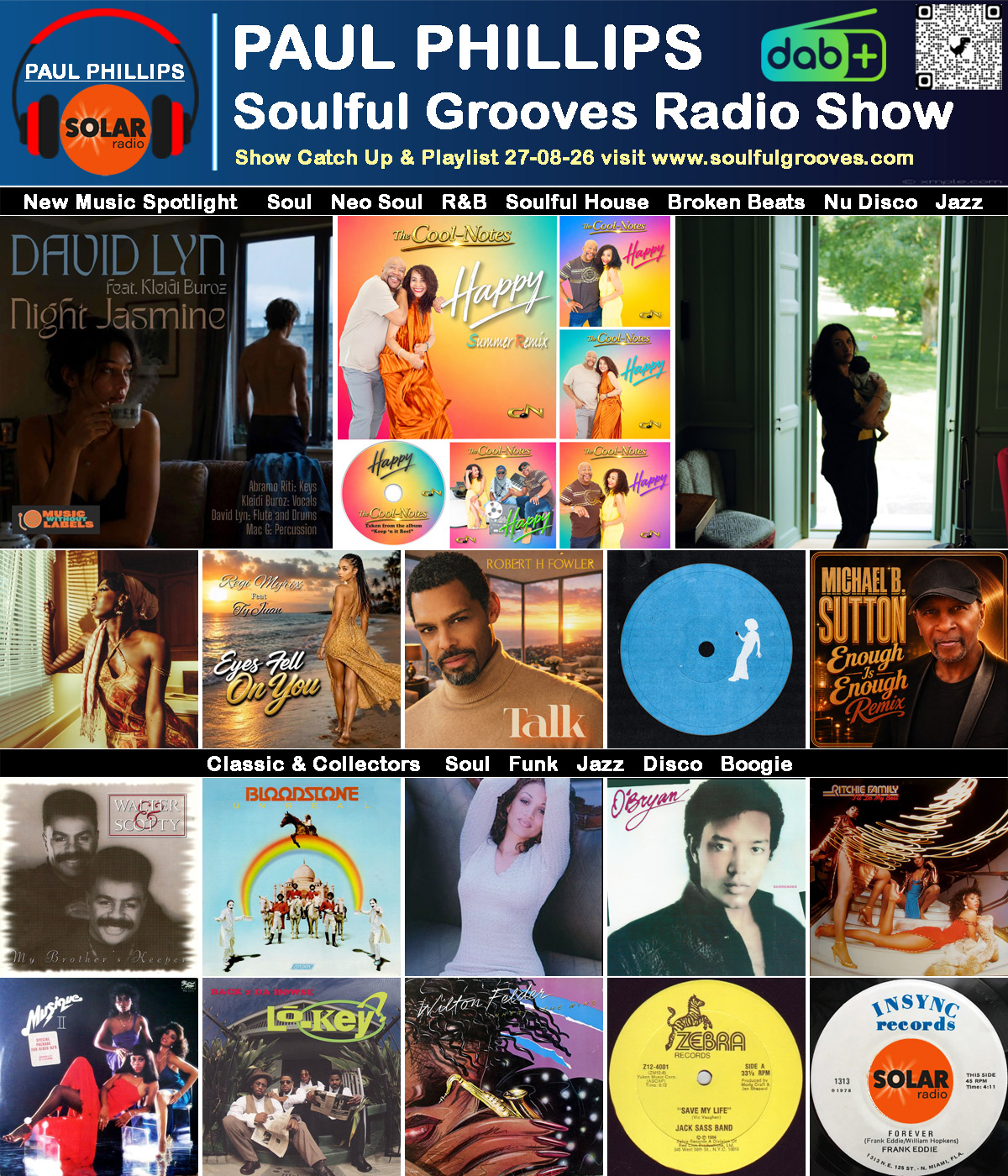 Paul Phillips Soulful Grooves Solar Radio Soul Music Show Playlist playing soul, funk, jazz, disco, boogie, neo soul