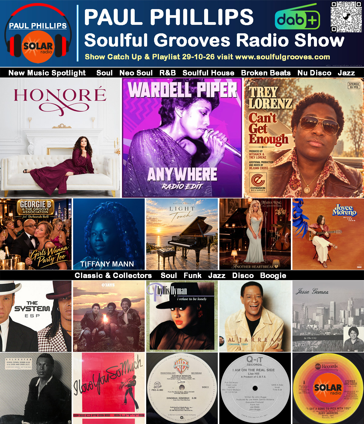 Paul Phillips Soulful Grooves Solar Radio Soul Music Show Playlist playing soul, funk, jazz, disco, boogie, neo soul